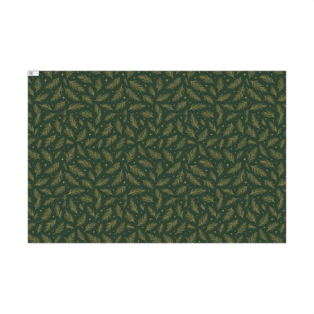 Wrapping Paper - Green with Leaves Design - Eco-Friendly Gift Wrap