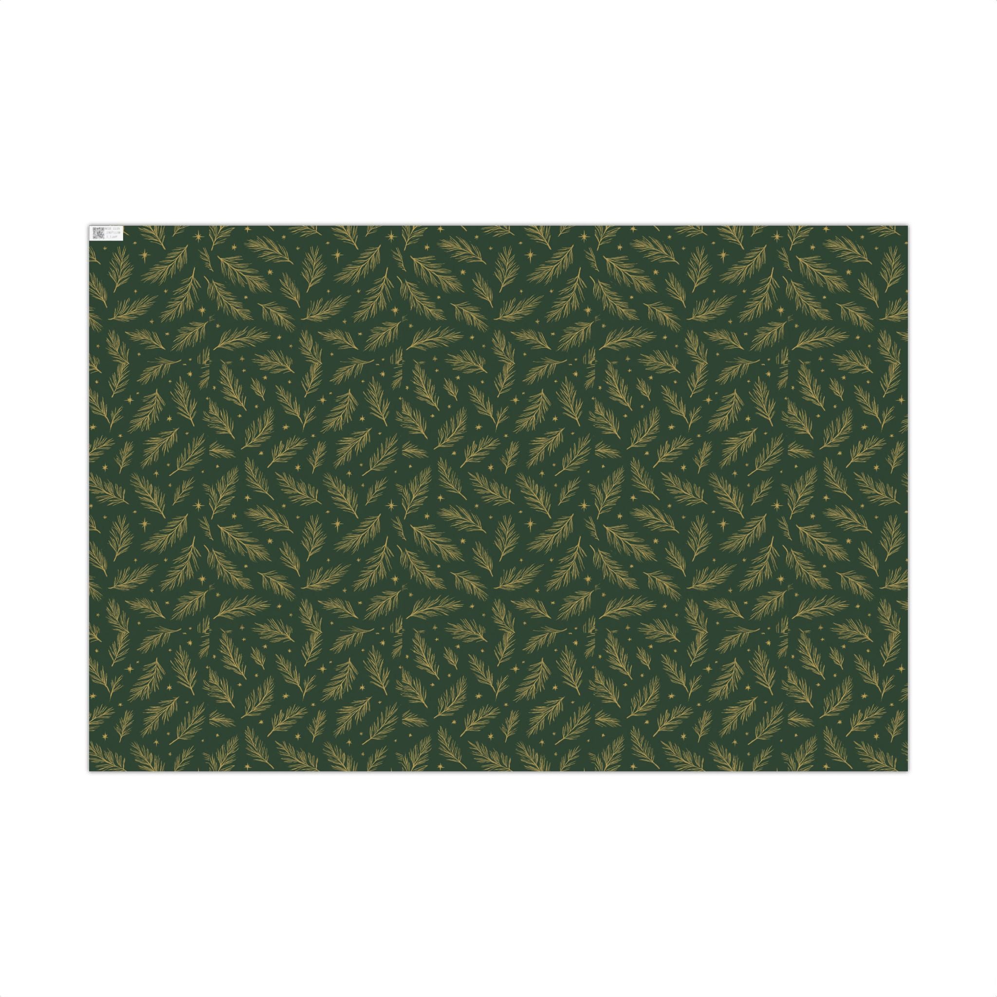 Wrapping Paper - Green with Leaves Design - Eco-Friendly Gift Wrap
