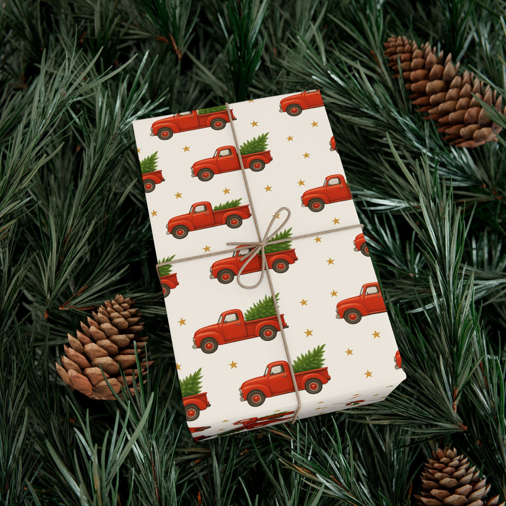 Red Truck Christmas Wrapping Paper