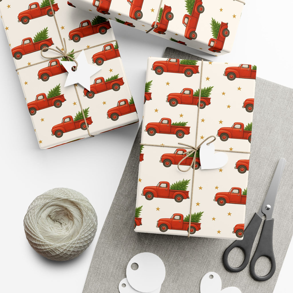 Red Truck Christmas Wrapping Paper