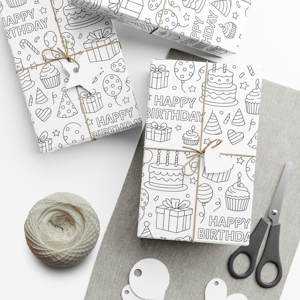 Birthday Coloring Gift Wrap Paper