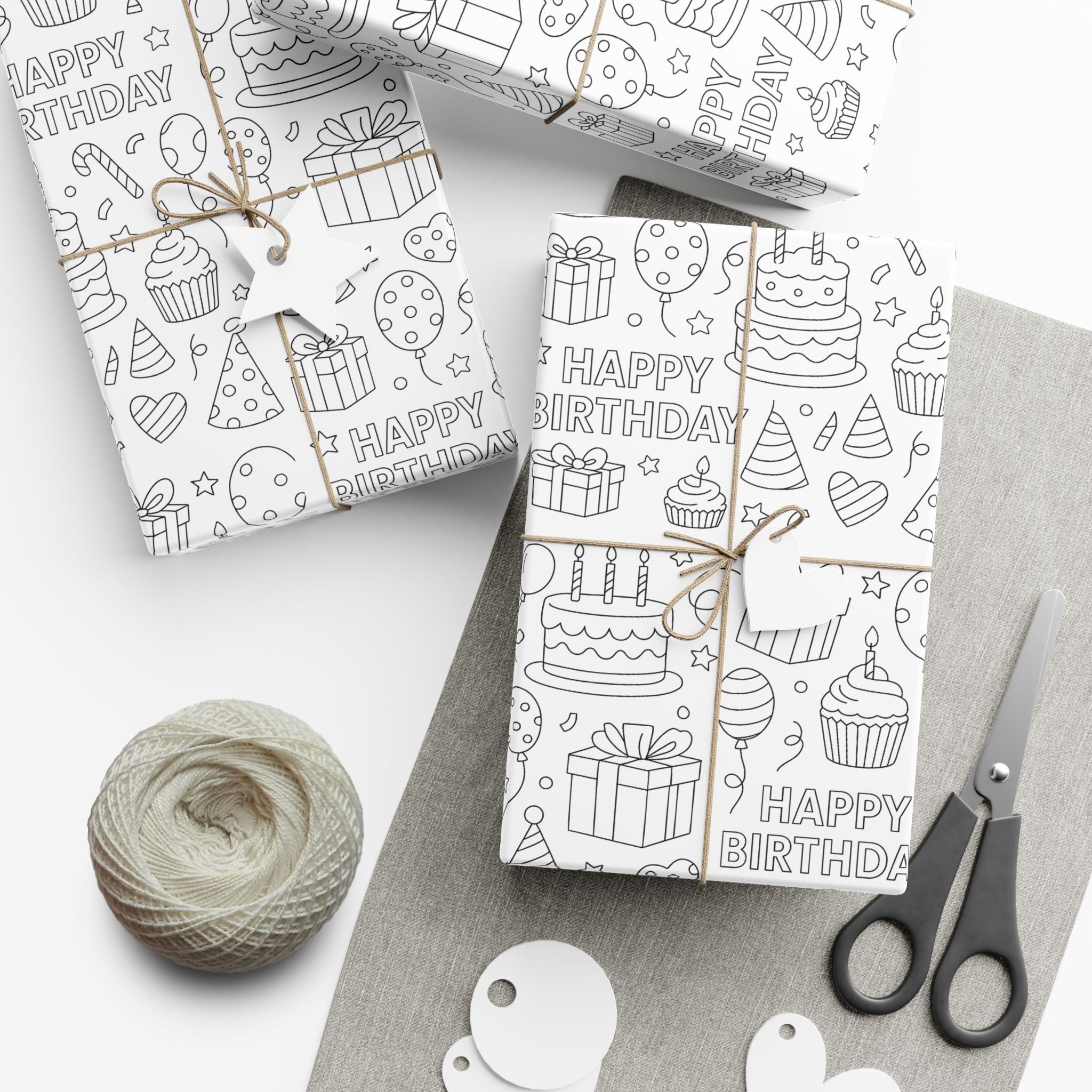 Birthday Coloring Gift Wrap Paper