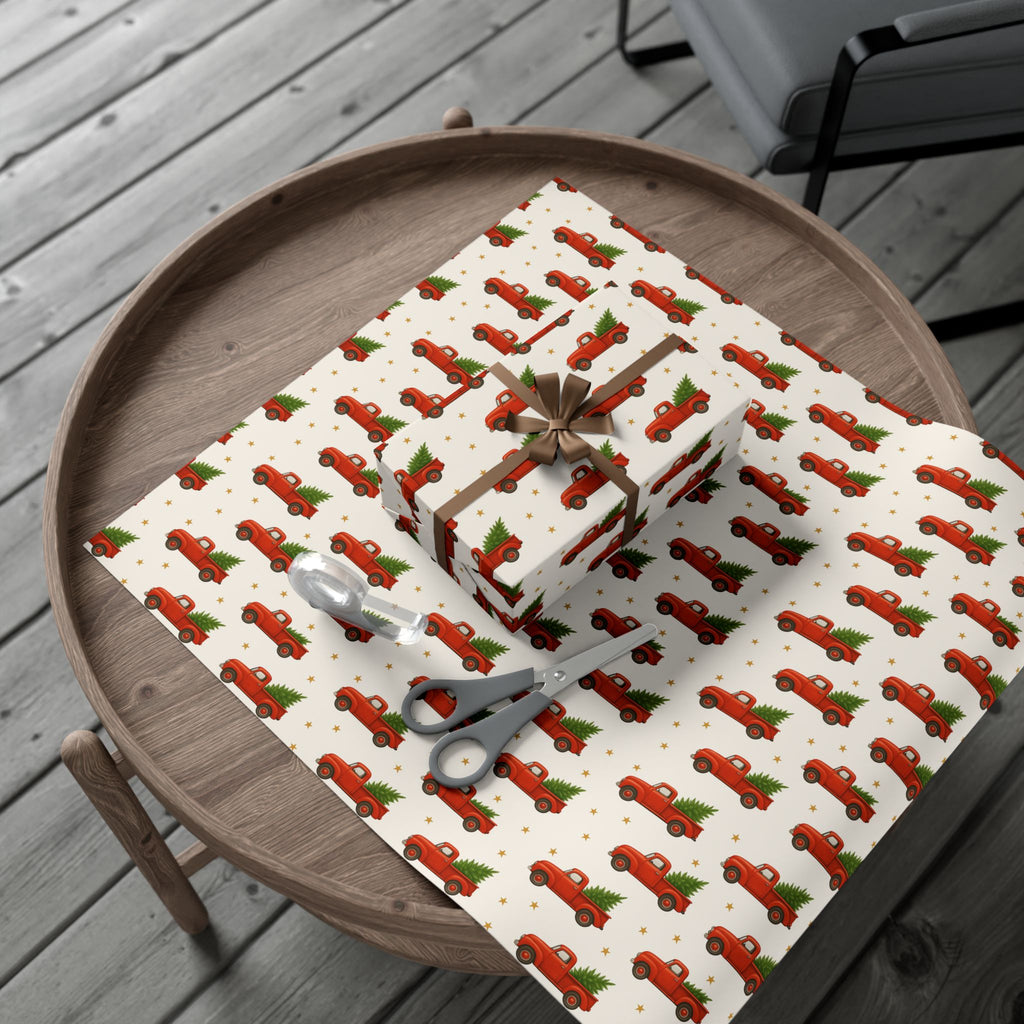 Red Truck Christmas Wrapping Paper