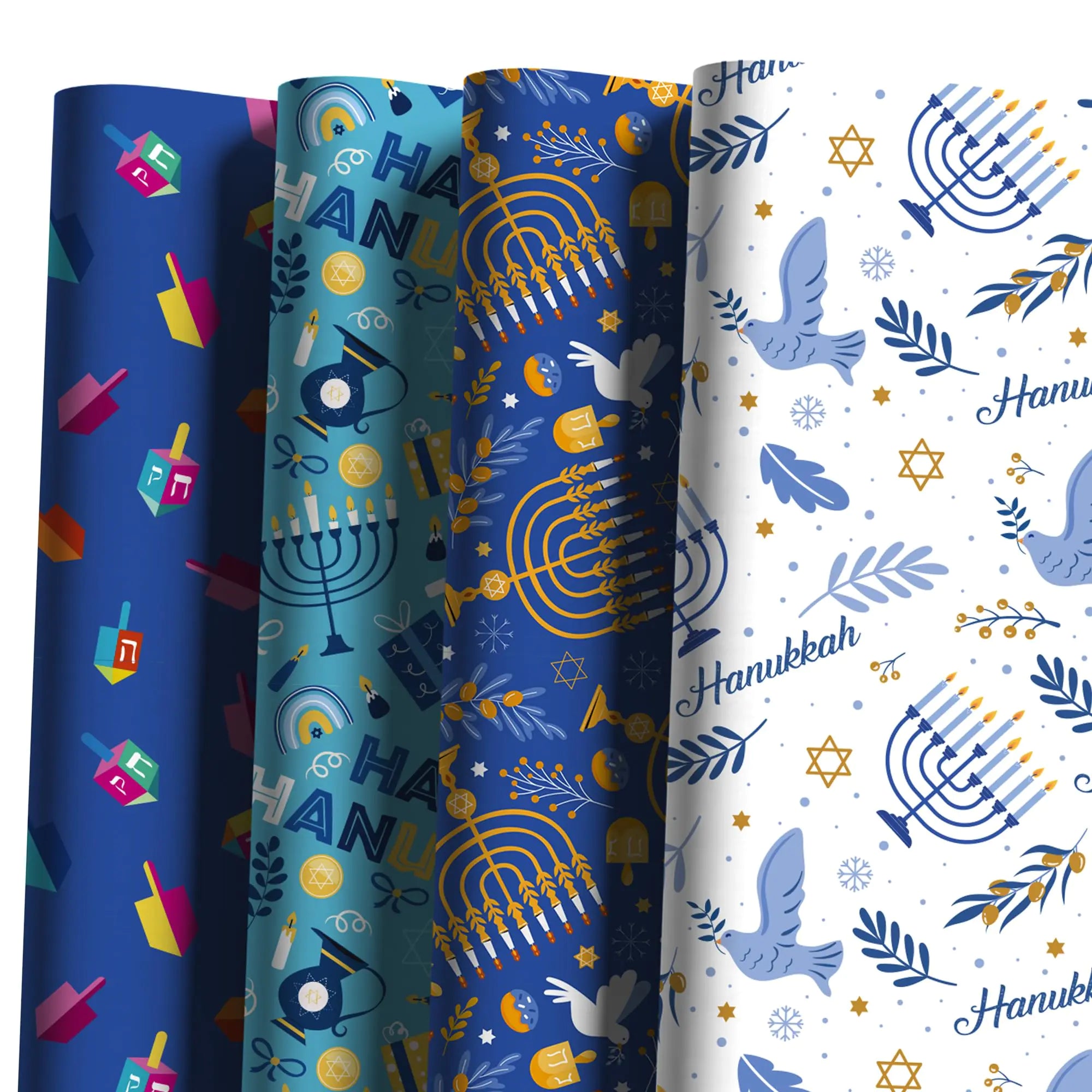 Hanukkah Wrapping Paper Sheet – Blue & Silver Design (29″ × 42″)