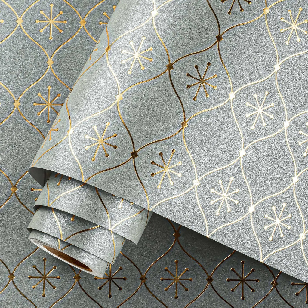 Embossed Dark Gray Mini Wrap – Gold Foil Accent (17″ × 16.5′ Roll)