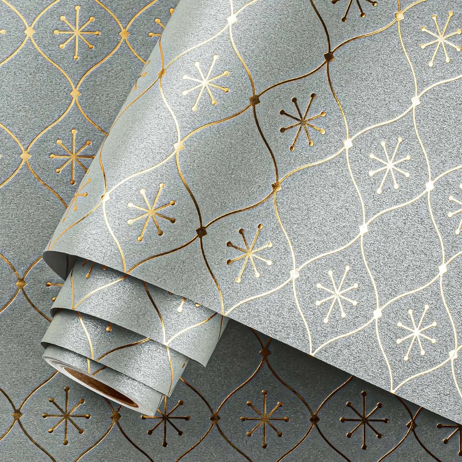 Embossed Dark Gray Mini Wrap – Gold Foil Accent (17″ × 16.5′ Roll)