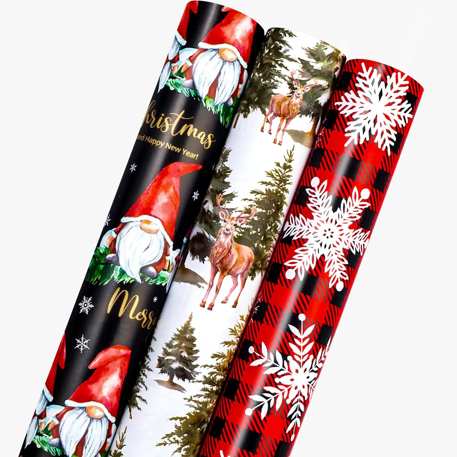 Festive Roll – Deer, Gnomes & Snowflakes (17″ × 10′ Holiday Wrap)