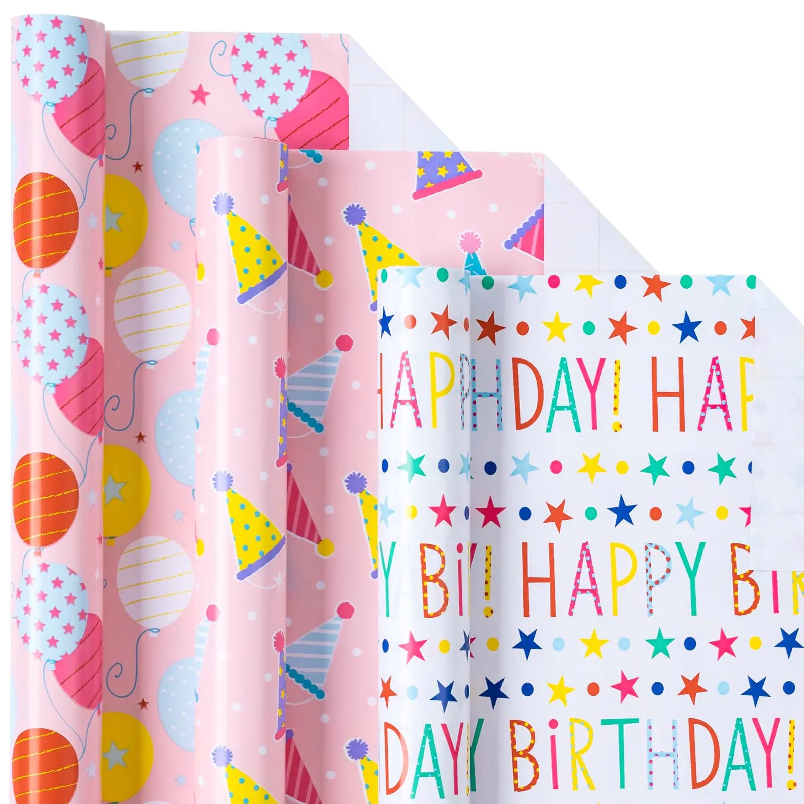 Birthday Mini Roll Trio – Ice Cream, Balloon & “Happy Birthday” (17″ × 10′ Each)