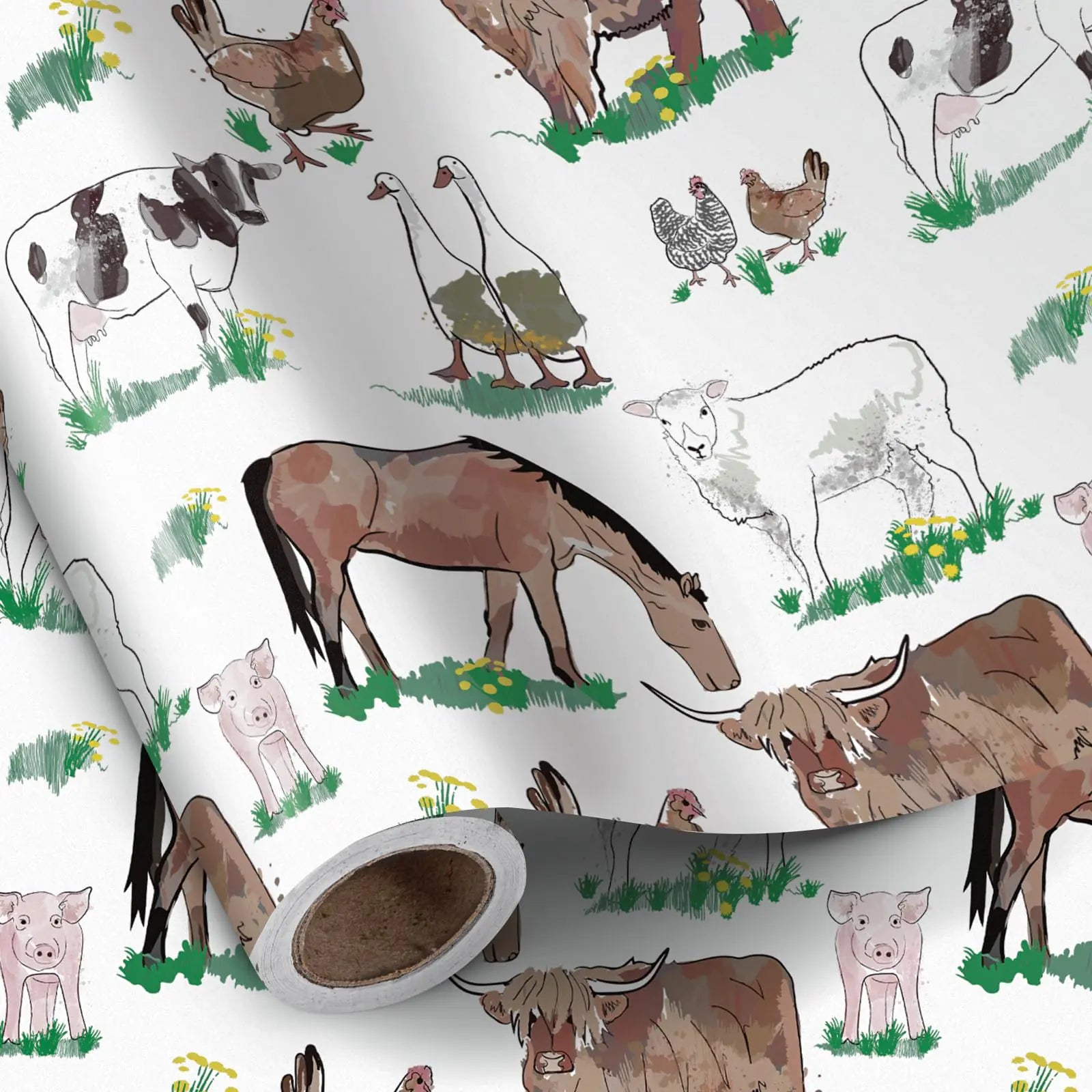 Farm Animal Mini Roll – 17″ × 16.4′ (Whimsical Barnyard Wrap)