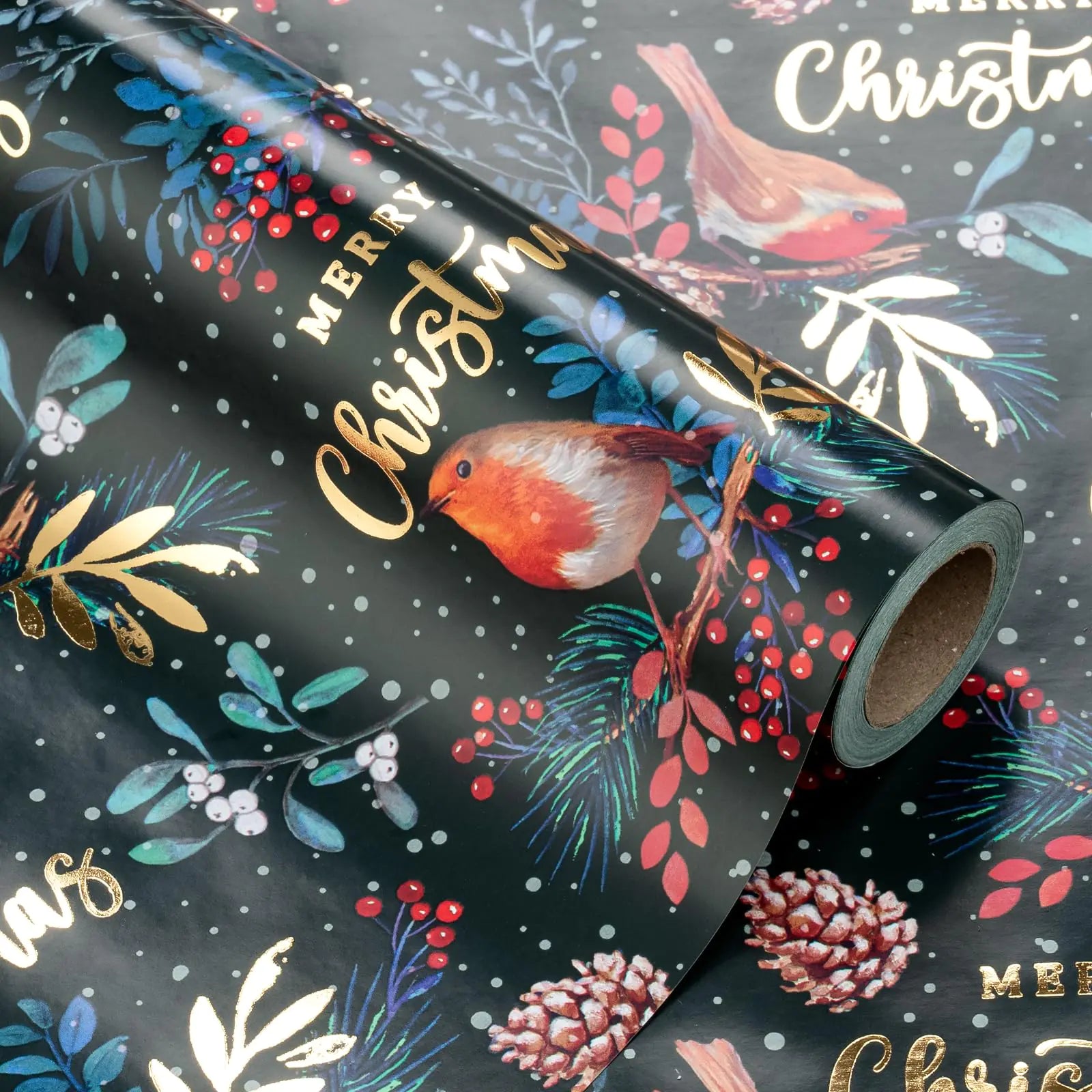 Green Bird Foil Mini Roll – “Merry Christmas” Design (17″ × 33′)