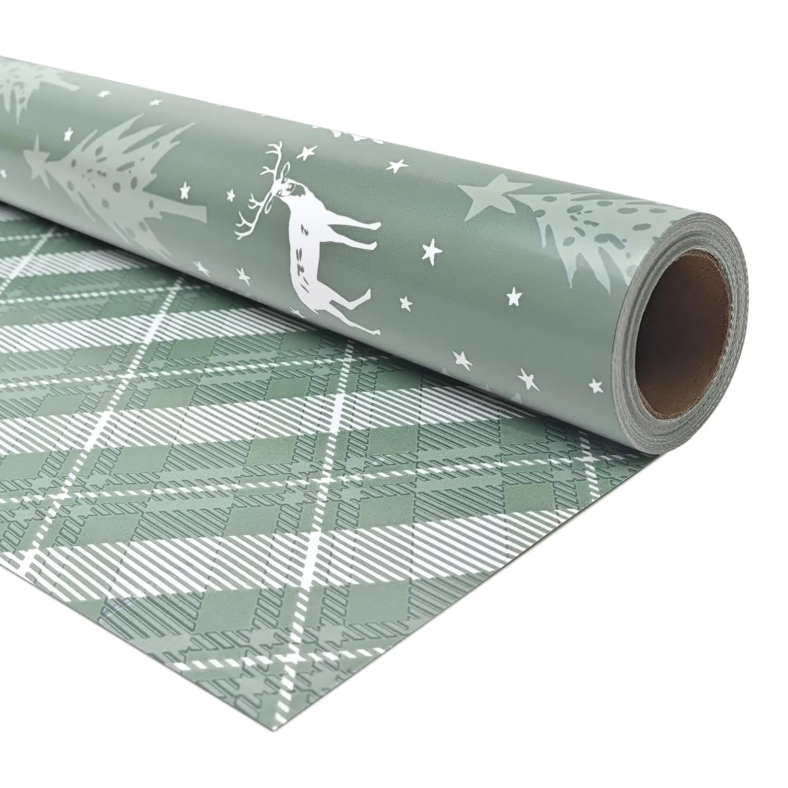 Reversible Mini Christmas Roll – Tree/Deer & Buffalo Plaid (17″ × 32.8′)
