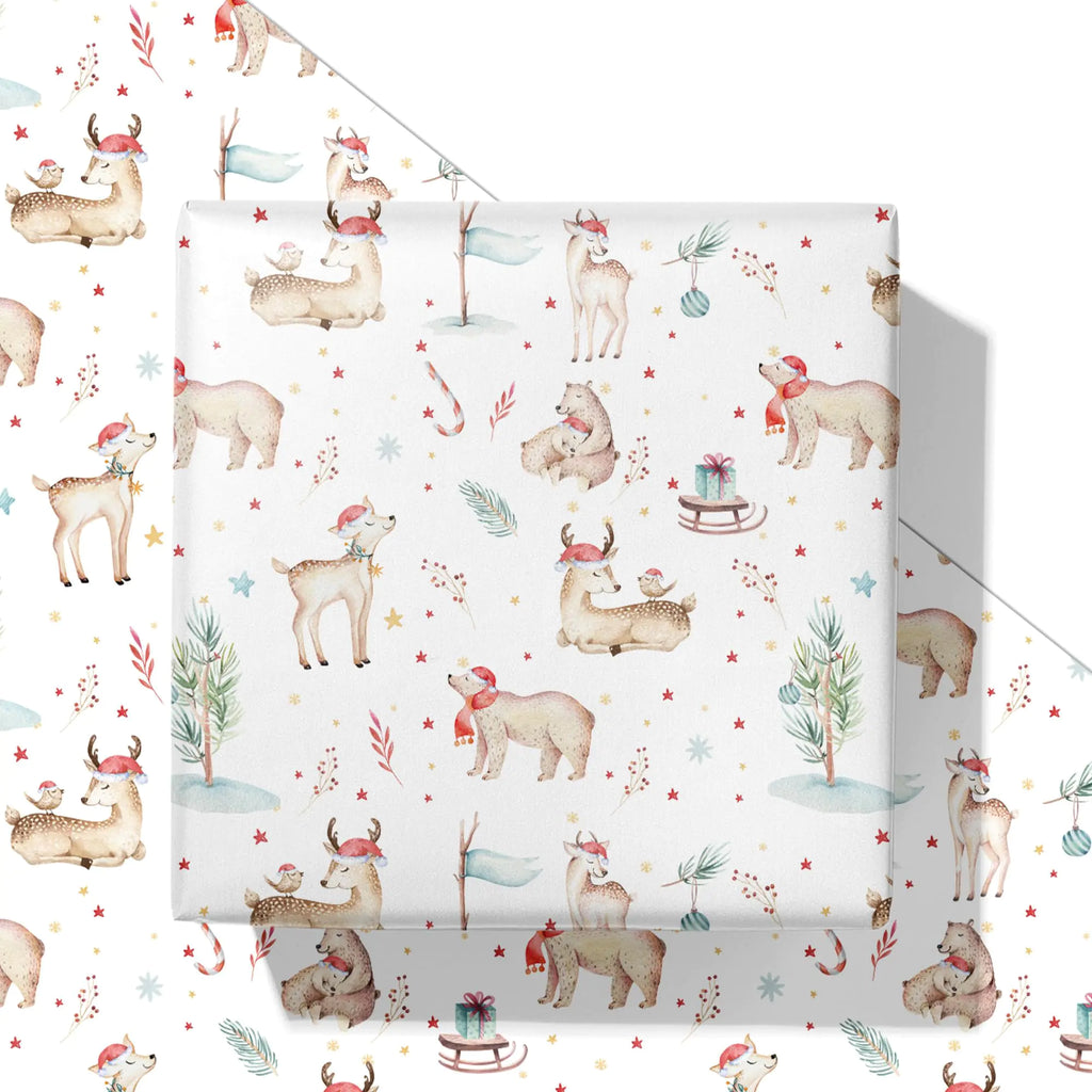 Woodland Christmas Wrapping Sheet Set – 4 Sheets (40″ × 28″ Each)